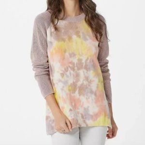 LOGO by Lori Goldstein Hand Tie-Dyed Sweater w/ Hi- Low Hem